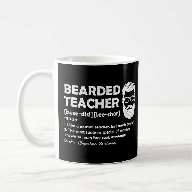 Taza De Café Definición divertida de docente con barba personal (Izquierda)
