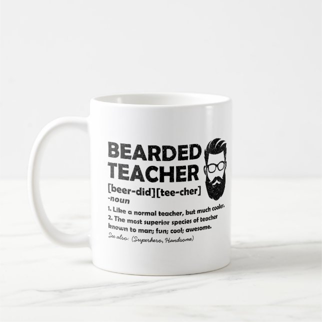 Taza De Café Definición divertida de docente con barba personal (Izquierda)