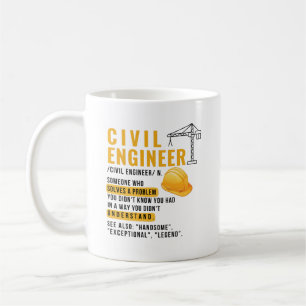 Taza De Café Definición divertida de ingeniero civil personaliz