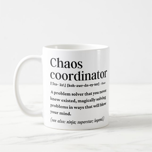 Taza De Café Definición divertida del coordinador del caos (Izquierda)