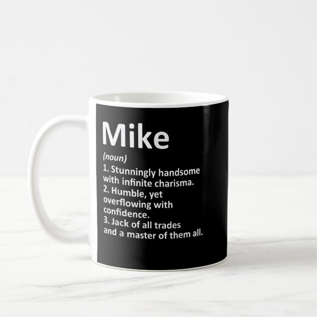 Taza De Café Definición MIKE Nombre personalizado Funny Cumplea (Izquierda)