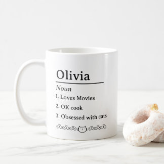 Taza De Café Definición personalizada de nombre nuevo con gatos