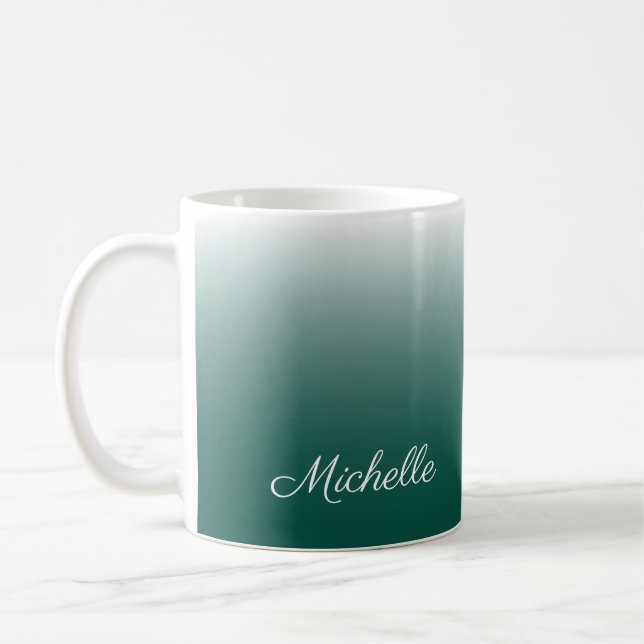 Taza De Café Degradado oscuro personalizado verde (Izquierda)