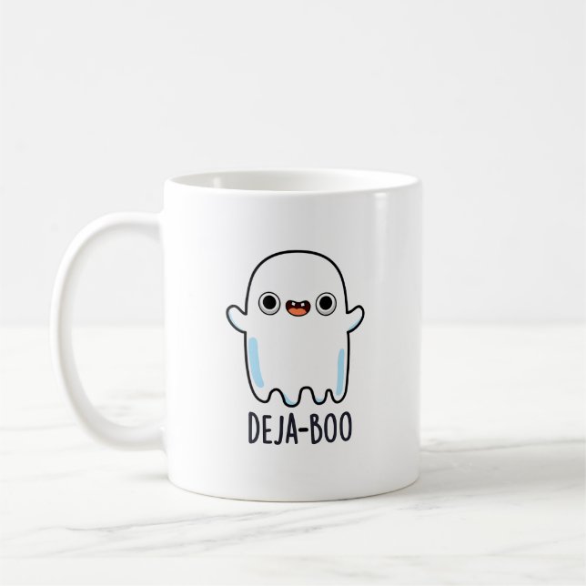 Taza De Café Deja Boo Gracioso Ghost Pun (Izquierda)