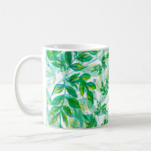 Taza De Café Deja la planta natural de patrón verde