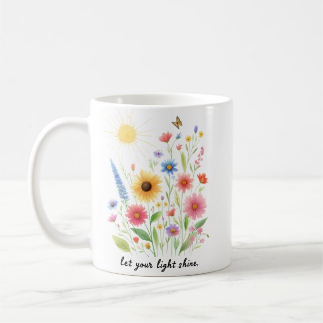 Taza De Café Deja que brillen flores brillantes y el sol person (Izquierda)