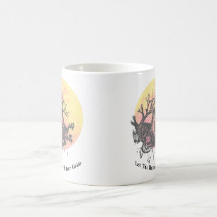 Taza De Café Deja que la guía de la luna, lobo en la luna y man