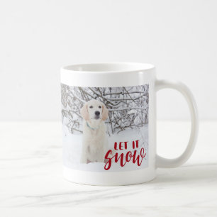 Taza De Café Deja que nieve rojo blanco foto personalizada invi
