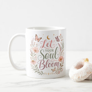 Taza De Café Deja que tu alma florezca Boho Flores Silvestres