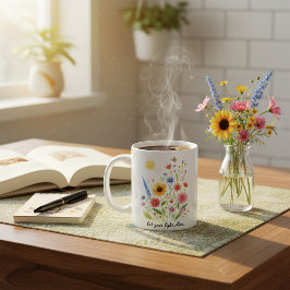 Taza De Café Deja que tu luz brille flores y sol personalizado