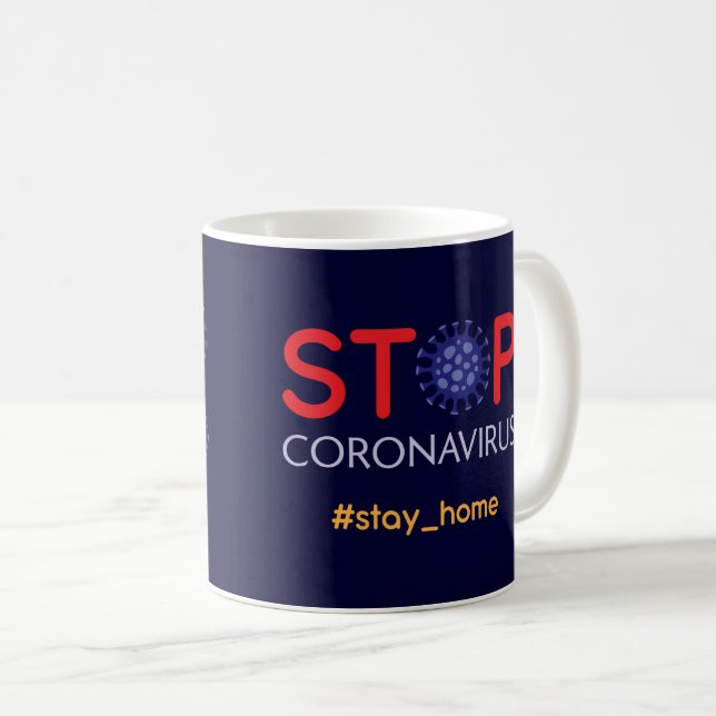 Taza De Café Dejar de Coronavirus quedarse en casa prevención d (Anverso derecho)