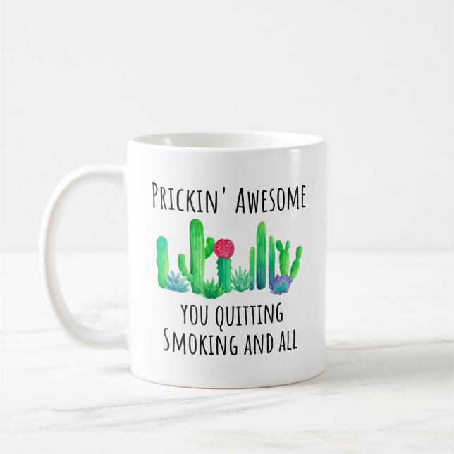 Taza De Café Dejar de fumar felicidades Regalo Mug (Izquierda)