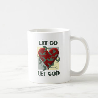 Taza De Café Dejar que Dios recupere el lema Cita Corazón Rojo