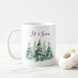Taza De Café Dejar que la nieve acuarela Navidad hilo