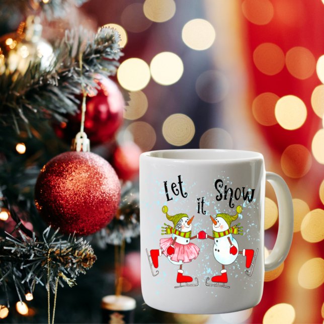 Taza De Café Dejar Que Nieva Bailando A La Pareja De Snowmen (Subido por el creador)