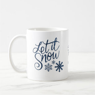 Taza De Café Dejar que nieve Purpurina de invierno guión azul