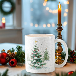 Taza De Café Dejemos nevar la escena del invierno Feliz Navidad