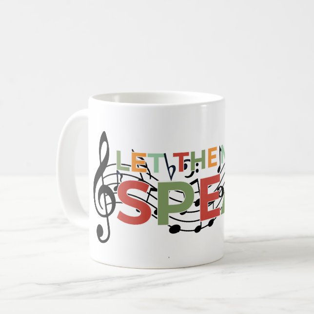 Taza De Café Dejemos que la música hable, notas musicales (Anverso izquierdo)
