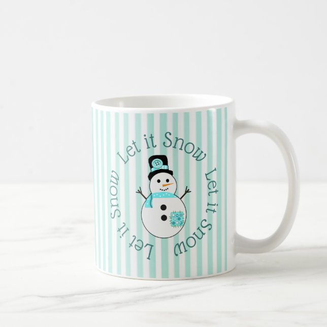 Taza De Café Dejemos que nieva a Verde azulados Navidades de Sn (Derecha)