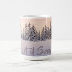 Taza De Café Dejemos que nieve la escena de la madera de invier