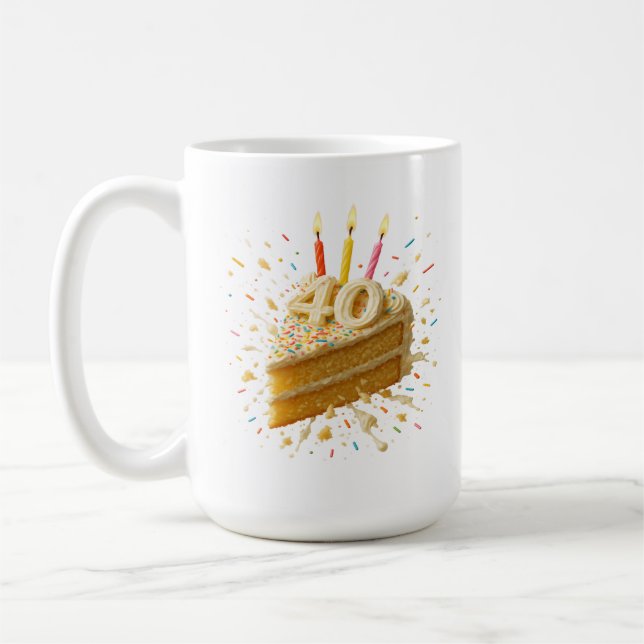 Taza De Café Déjenlos Comer Pastel: 40.ª Mug De Cumpleaños (Izquierda)