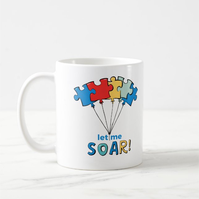 Taza De Café Déjenme volar - globo de rompecabezas de concienti (Izquierda)