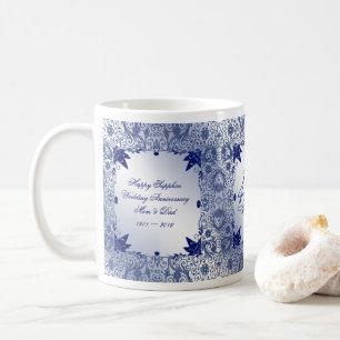 Taza de café del aniversario de boda del zafiro