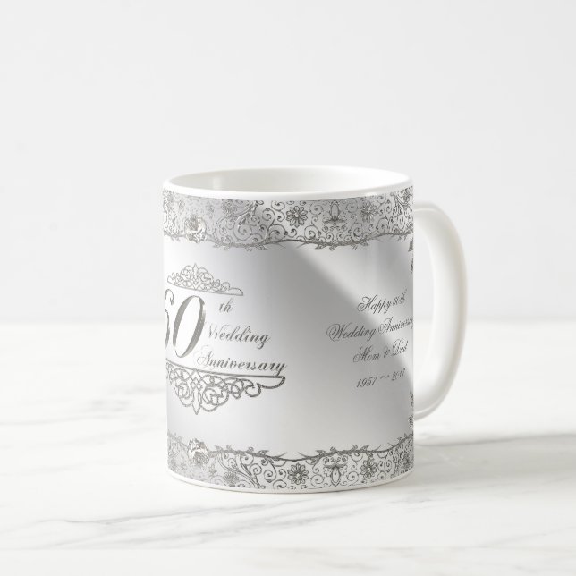Taza de café del aniversario del diamante 60.o del (Anverso derecho)