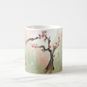 Taza de café del árbol de ciruelo
