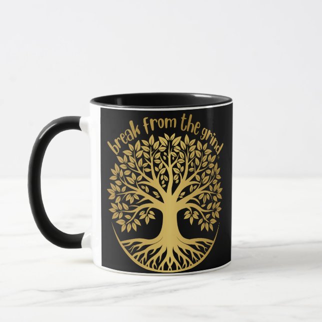 Taza De Café Del Árbol De La Vida Dorado (Izquierda)