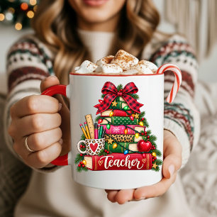Taza de café del árbol de Navidad para maestros