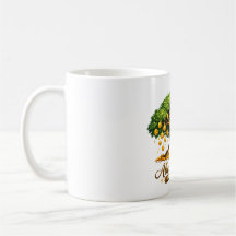 Taza de café del árbol del dinero de la abundancia