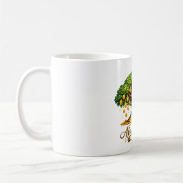 Taza de café del árbol del dinero de la abundancia
