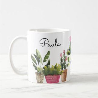 Taza de café del arte de la planta de la acuarela