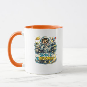 Taza de café del astronauta lindo explorador espac