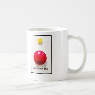 Taza de café del botón de la llamada de emergenc