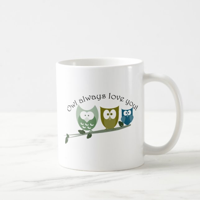 Taza De Café ¡Del búho amor siempre usted! Búhos lindos (Derecha)