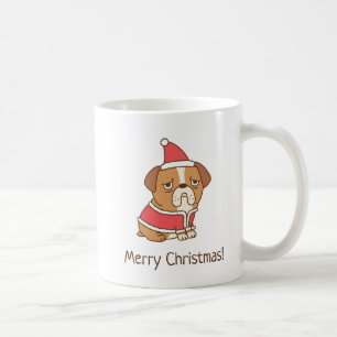 Taza de café del Bulldog Papá Noel Feliz Navidad