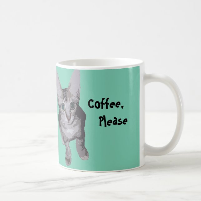 Taza De Café Del café gatito lindo por favor (Derecha)