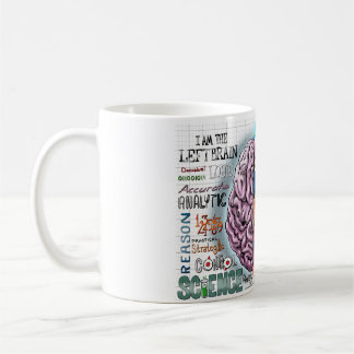 Taza de café del cerebro izquierdo del cerebro