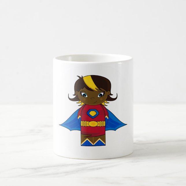 Taza de café del chica del super héroe (Centro)
