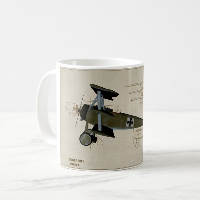 Taza de café del combatiente WWI de Fokker dr 1 (Anverso izquierdo)