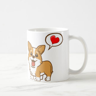 Taza de café del corazón del Corgi del el día de
