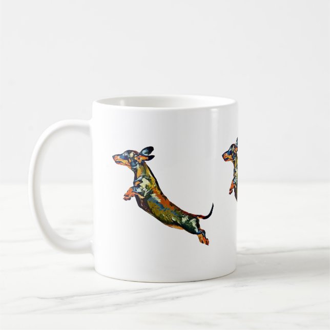 Taza de café del Dachshund del aire (Izquierda)