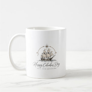Taza de café del Día de Columbus con barco de vela