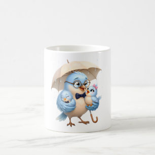 Taza de café del Día del Padre Pájaro Papá y beb