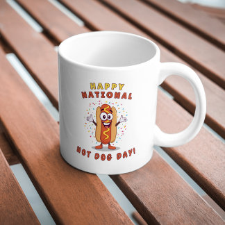 Taza de café del Día Nacional del Hot Dog Blanca