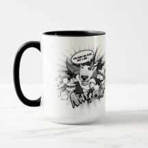 Taza de café del dibujo animado de bull terrier