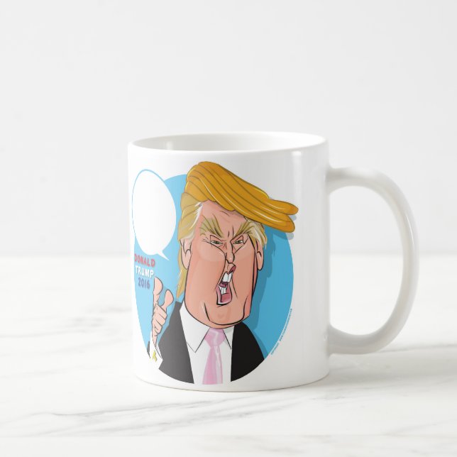 Taza de café del dibujo animado de Donald Trump - (Derecha)