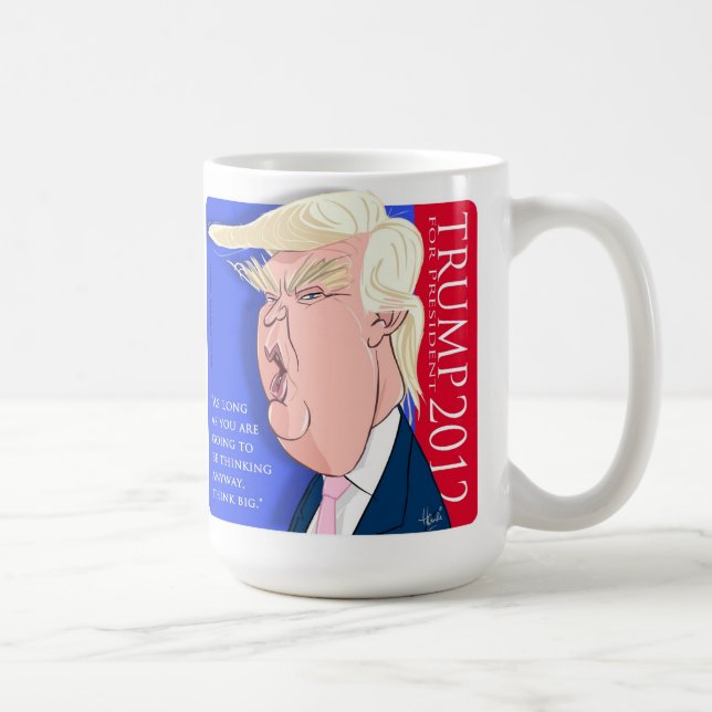 Taza de café del dibujo animado de Donald Trump (Derecha)
